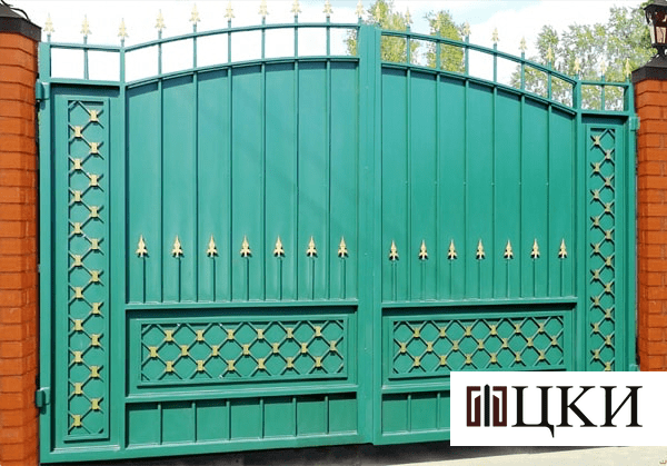 Ворота из профильной трубы «Зелёные» фото